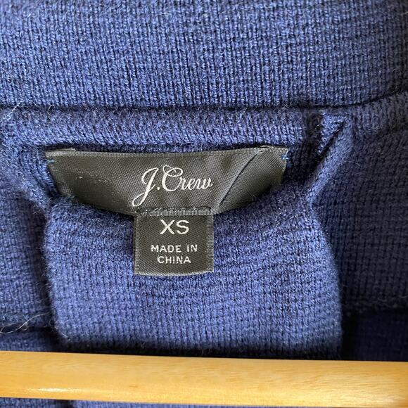 J. Crew Wrap Sweater Blazer Size XS Navy Blue Cotton Wool Belt Tie Jacket L0498 - Picture 11 of 14